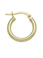 Gold High Polish Plain 2mm Tube Hoop Earring 10KT