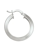 White Gold Knife Edge Hoop Earring 14KT