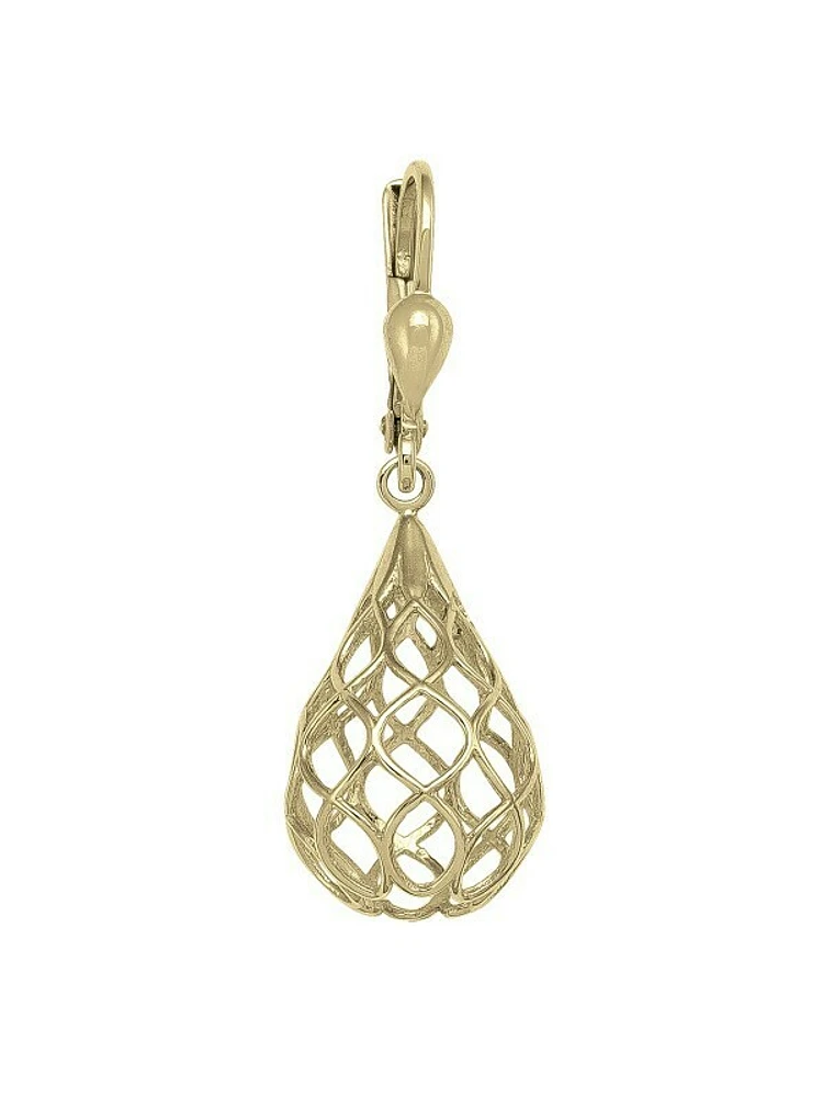 Yellow Gold Tear Drop Fancy Filigri Earring 14KT