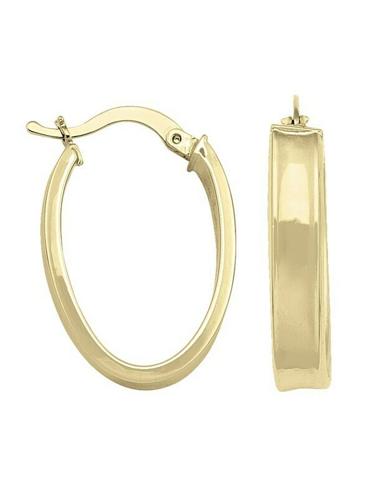 Yellow Gold Oval Hoop Earring 10KT & 14KT