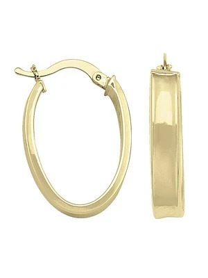 Yellow Gold Oval Hoop Earring 10KT & 14KT