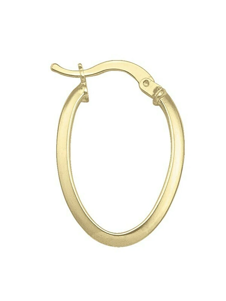 Gold Oval Knife Edge Hoop Earring 14KT