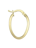 Gold Oval Knife Edge Hoop Earring 14KT