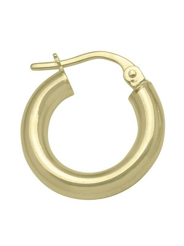 Gold High Polish Plain 3mm Tube Hoop Earring 10KT