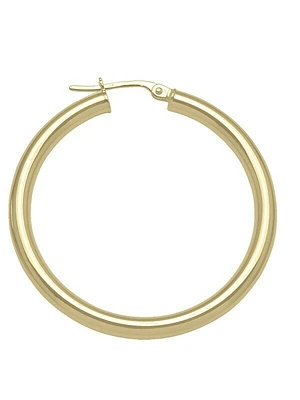 Gold High Polish Plain 3mm Tube Hoop Earring 10KT