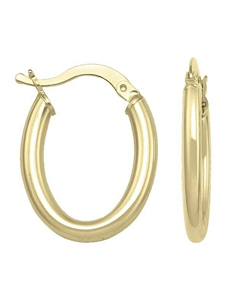 Gold Oval Tube Earring 14KT