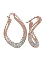 Pink And White Gold Fancy Hoop Earring 10KT