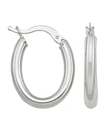 White Gold Oval Tube Earring 14KT
