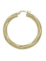 Yellow Gold Twisted 4mm Tube Hoop Earring 10KT