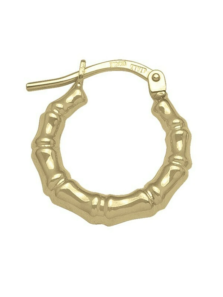 Yellow Gold Bamboo Hoop Earring 10KT