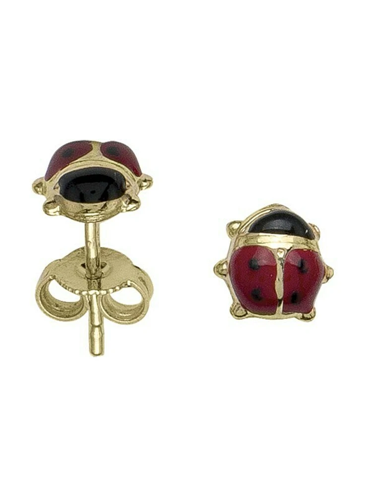 Yellow Gold Lady Bug Stud Earring 18KT