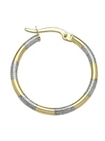 White & Yellow Gold Two Tone Hoop Earring 10KT