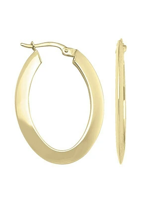 Yellow Gold Knife Edge Oval Hoop Earring 10KT