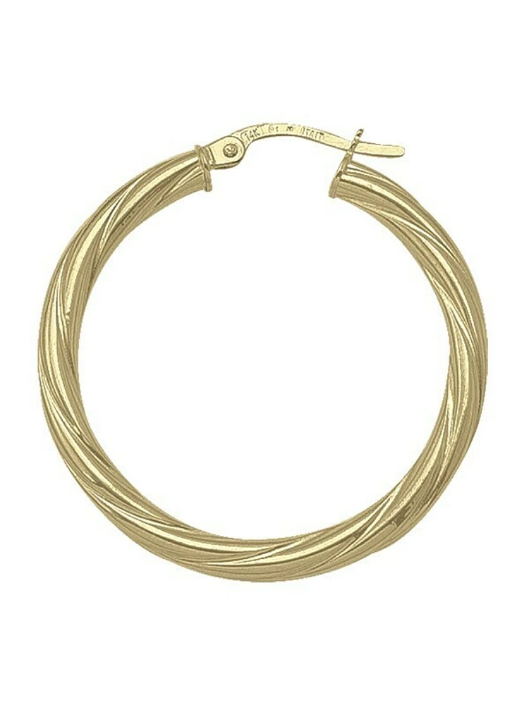 Gold Twisted 3Mm Tube Hoop Earring 10KT