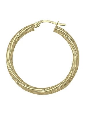 Gold Twisted 3Mm Tube Hoop Earring 10KT