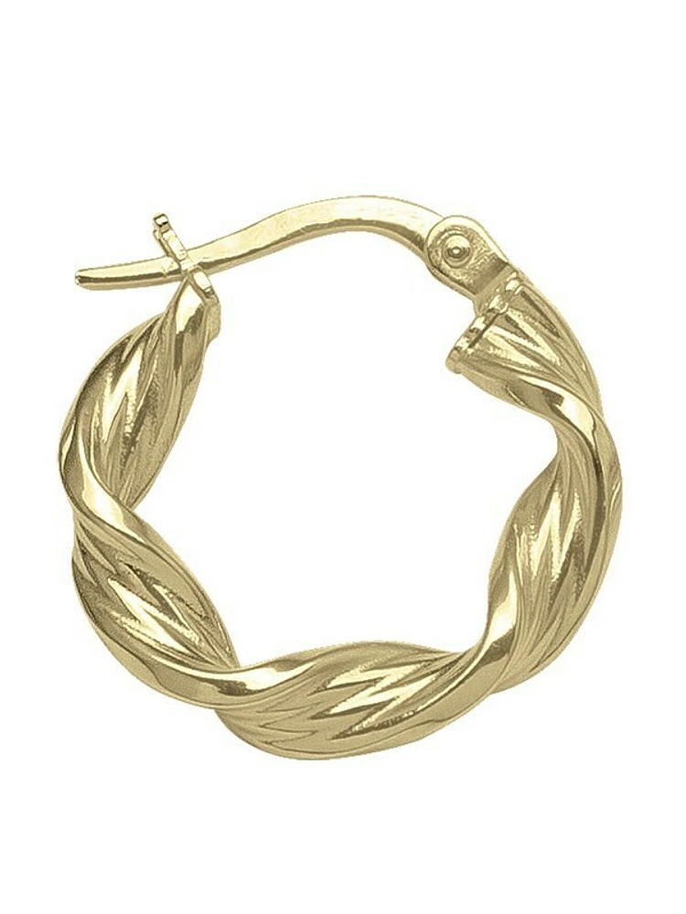 Yellow Gold Twisted Hoop Earring 10KT