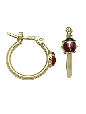 Yellow Gold Lady Bug Hoop Earring