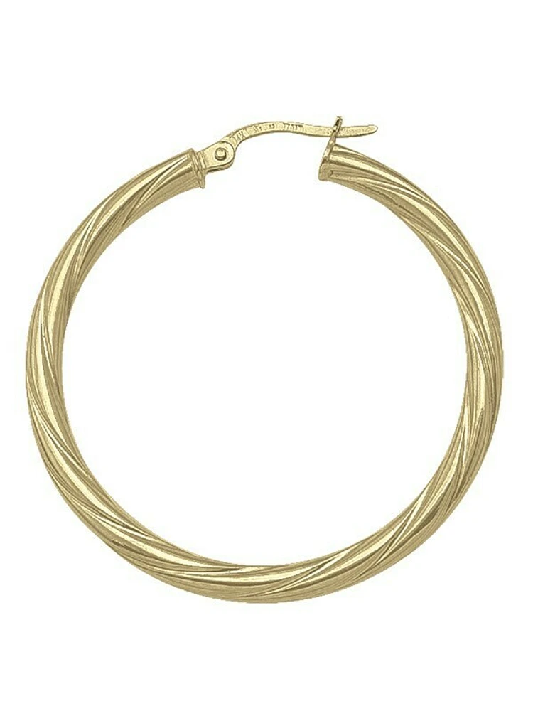 Gold Twisted 3mm Tube Hoop Earring 10KT