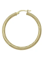 Gold Twisted 3mm Tube Hoop Earring 10KT