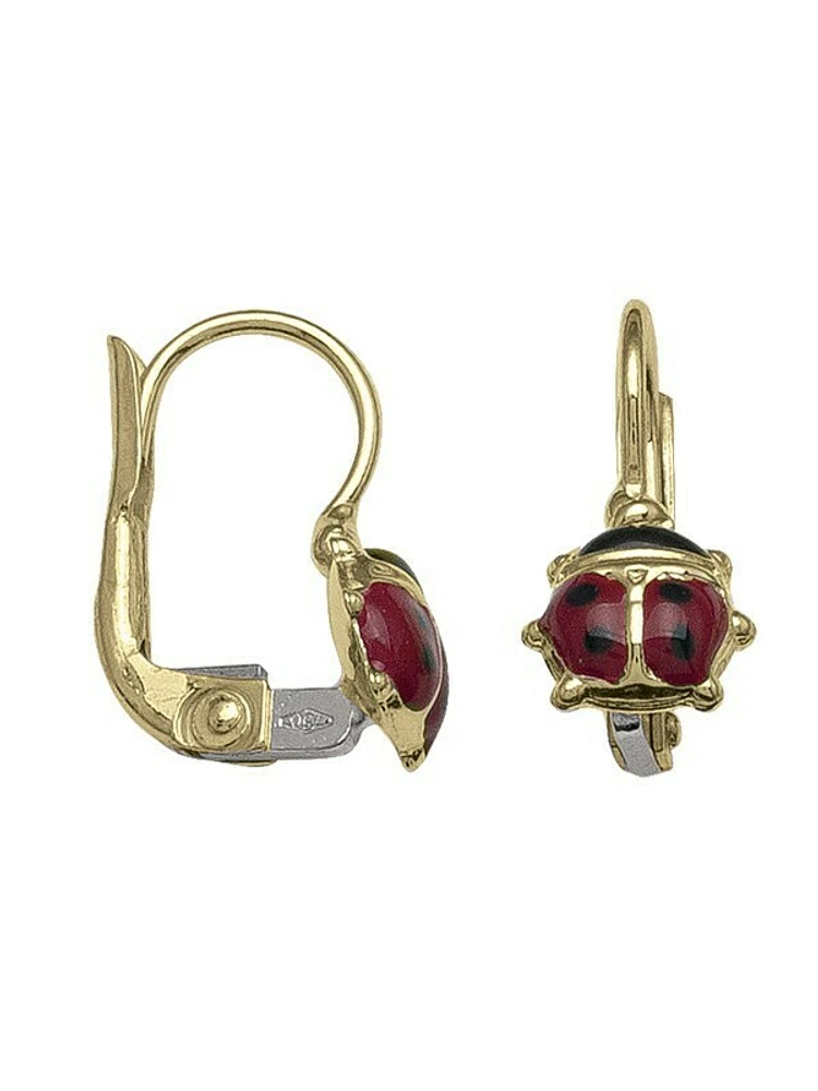 Yellow Gold Lady Bug French Back Earring 18KT