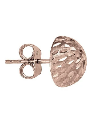 Pink Gold Half Ball Diamond Cut Stud Earring 14KT