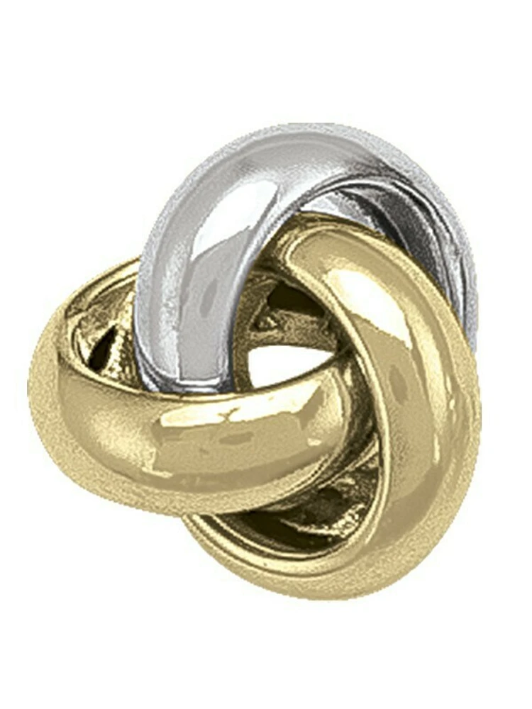 White & Yellow Gold Two Tone Love Knot Stud Earring 10KT