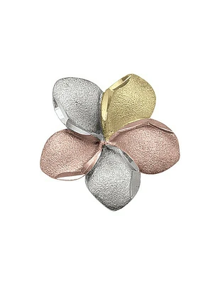 Yellow, White & Rose Gold Tri Colour Flower Stud Earring 10KT