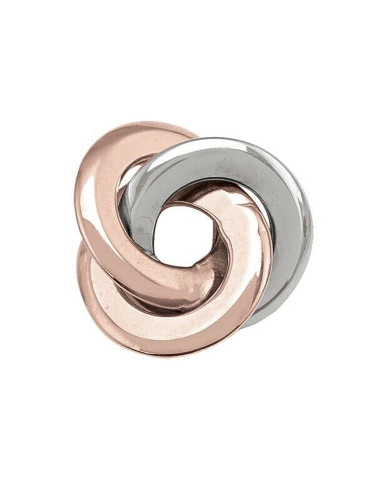 Pink And White Gold Love Knot Stud Earring 14KT
