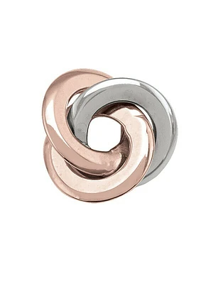 Pink And White Gold Love Knot Stud Earring 14KT
