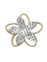 White & Yellow Gold Two Tone Flower Stud Earring 10KT