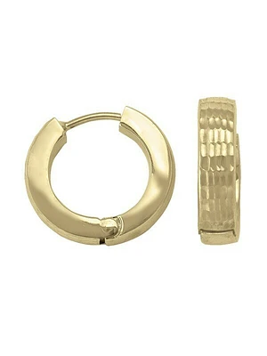 Yellow Gold Patterned Huggie Earring 10KT