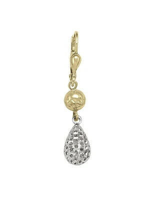 White & Yellow Gold Two Tone Fancy Diamond Cut Drop Earring 10KT