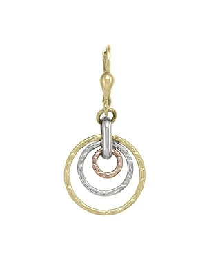 Yellow, White & Rose Gold Tri Colour Fancy Circle Drop Earring 10KT