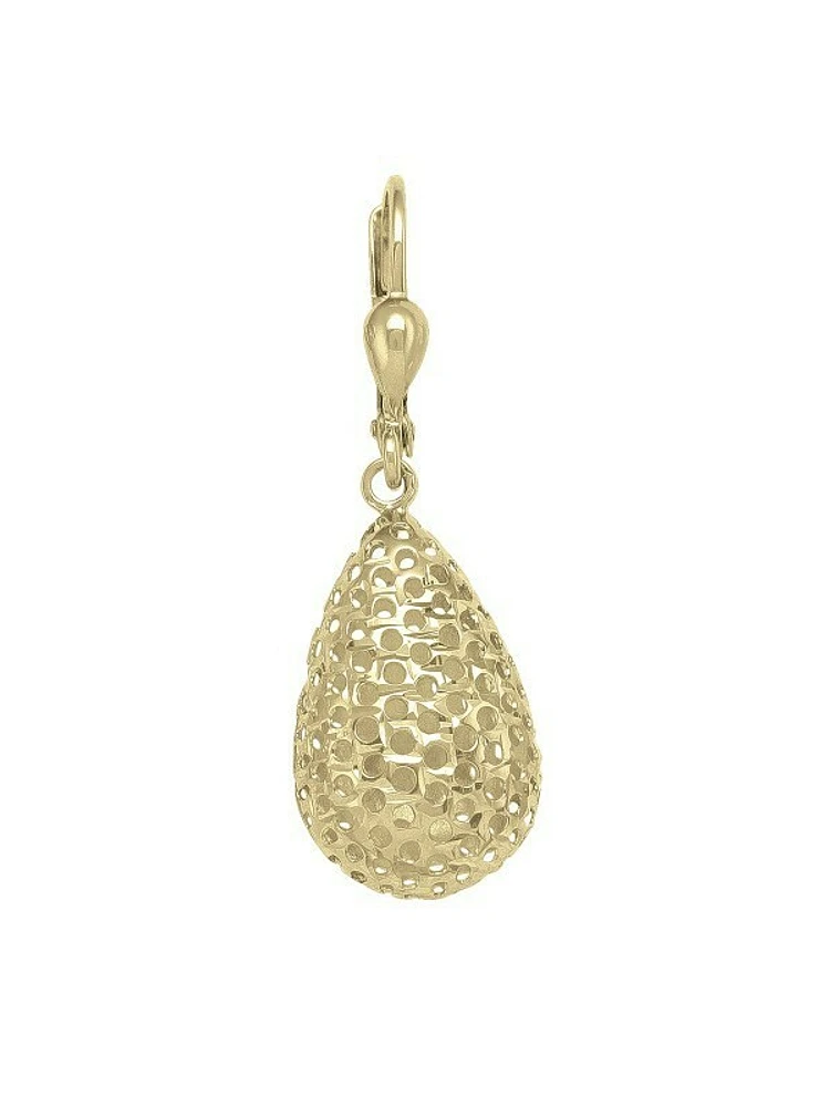 Gold Fancy Diamond Cut Tear Drop Earring 10KT