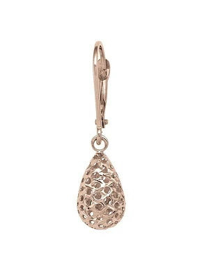 Pink Gold Fancy Diamond Cut Tear Drop Earring 14KT