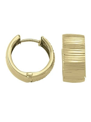 Gold Patterned Huggie Earring 14KT