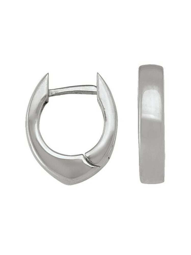 White Gold Oval Huggie Earring 14KT & 18KT