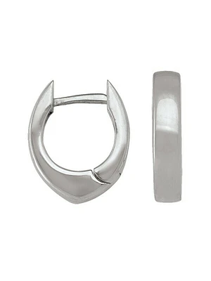 White Gold Oval Huggie Earring 14KT & 18KT