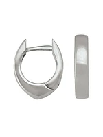 White Gold Oval Huggie Earring 14KT & 18KT