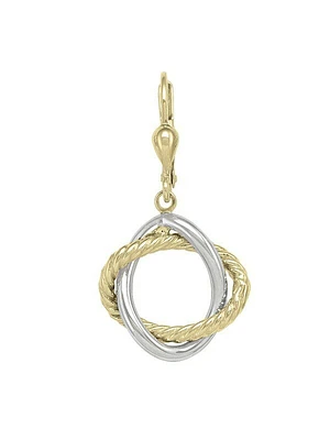 White & Yellow Gold Two Tone Fancy Knot Drop Earring 10KT