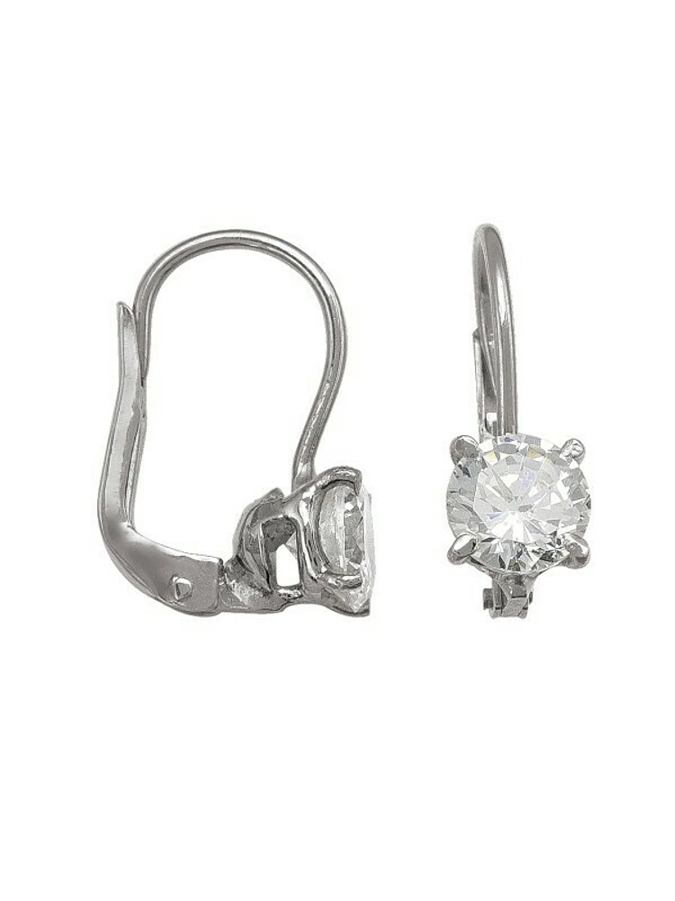 Gold CZ 4-Claw French Back Earring 10KT & 18KT