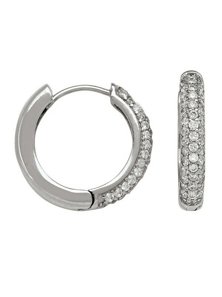 Gold CZ Huggie Hoop Earring 10KT