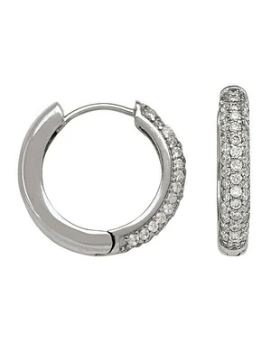 Gold CZ Huggie Hoop Earring 10KT