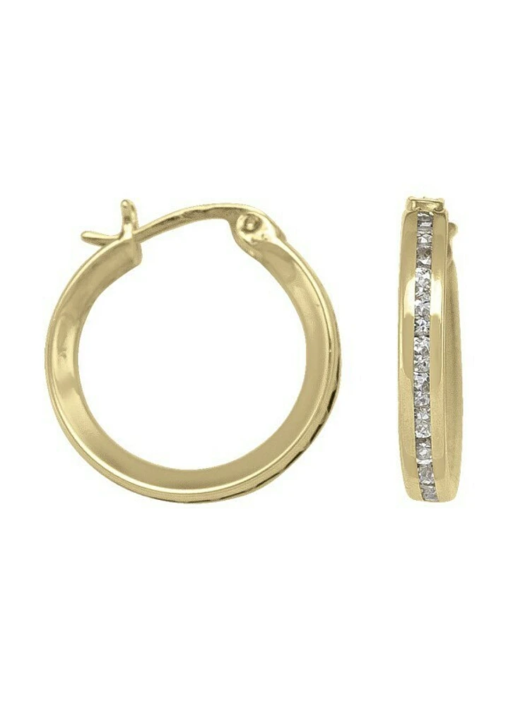 Gold CZ Hoop Earring 10KT