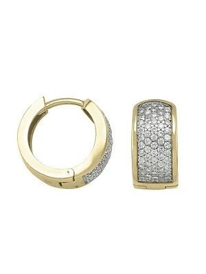 Yellow Gold CZ Huggie Hoop Earring 10KT