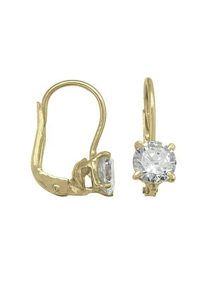 Gold CZ 4-Claw French Back Earring 10KT & 18KT