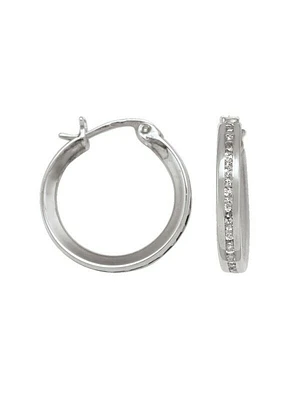 White Gold CZ Hoop Earring 10KT