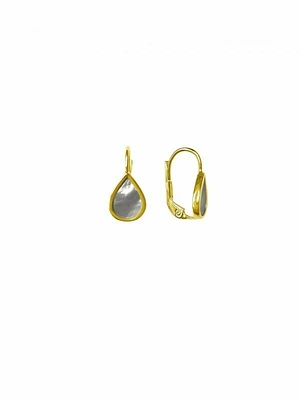 Yellow Gold Mother Of Pearl Tear Drop Earring 10KT