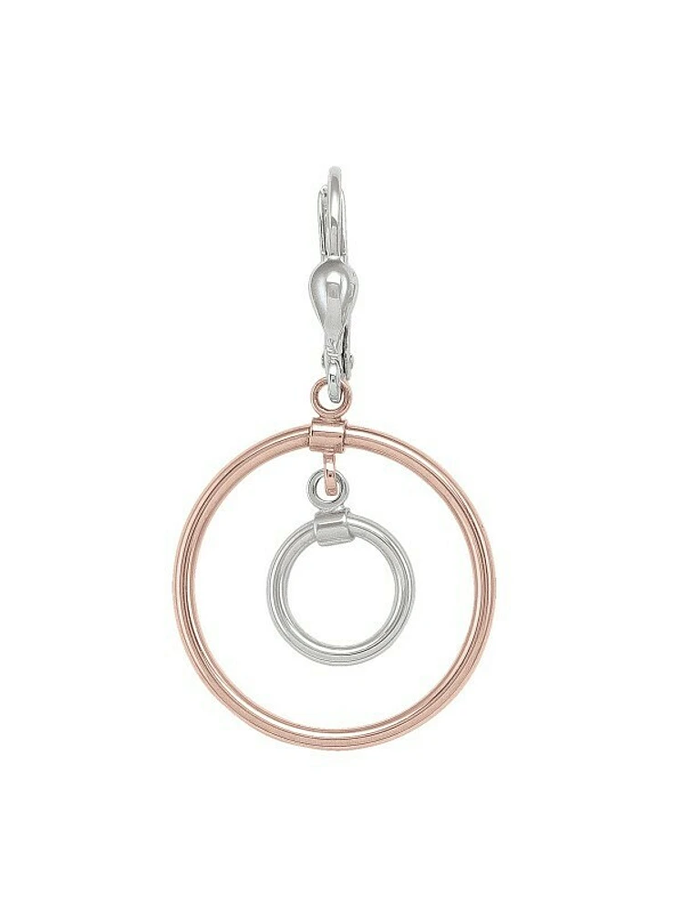 Pink And White Gold Two Tone Fancy Circle Drop Earring 10KT