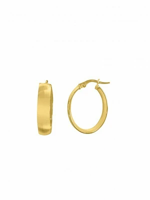 Gold Oval Domed Hoop Earring 14KT